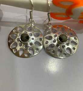 Pendientes de plata alemana para mujer, joyería con piedras preciosas, clásicos, de plata de ley, redondos, naturales, hechos a mano, para mujer. - Product Image 1