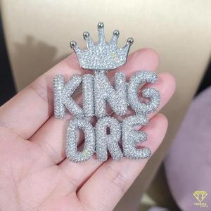 Luxury Moissanite Diamond "King Dre " Name Pendant Necklace Silver Hip Hop Jewelry Wholesale Supply - Product Image 2
