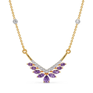 Collar de Diamantes Purple Leaf Cascade con Alas de Piedras Marquise Simétricas y Acento Central en Forma de Lágrima - Product Image 1