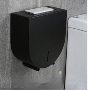 Distributeur mural en métal noir mat doté d'une surface supérieure plate pour accueillir de petits appareils. Disponible à prix de gros. - Product Image 1