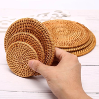 Sous-verres en bambou et rotin du Vietnam, tissés à la main, pour boissons, protection durable de la table, articles de décoration intérieure TUYET DUNG Flower