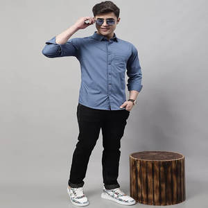 Camisas informales ajustadas de algodón 100% Premium para hombre, cuello extendido transpirable para vacaciones y mangas completas antiarrugas para adolescentes - Product Image 4