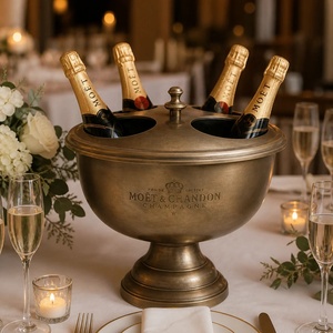 Cubo de champán de latón Heritage para cuatro botellas, enfriador de hielo artesanal, enfriador de fiesta prémium, soporte duradero para entretenimiento - Product Image 2
