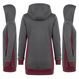 Sweat-shirt à capuche color block pour femme, long, en polaire, tricoté, avec cordon de serrage, style décontracté pour l'automne - Product Image 3