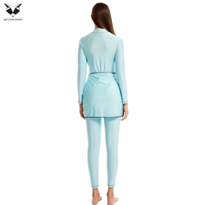 Nouvel arrivage : Maillot de bain islamique modeste bleu clair, couvrant entièrement le corps avec taille ajustable, idéal pour les activités sportives - Product Image 4