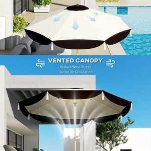 Ombrellone da Esterno Elegance da 2,7 m (8,7FT) con Protezione UPF 50+, 8 Stecche, Beige, per Hotel, Giardino e Spiaggia, Base da 2,7 m - Product Image 6