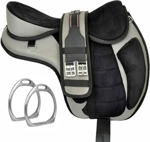 Sillín de Endurance Rub International MVE-TS-09 Estilo Inglés con Acolchado de Malla, Estribos de Acero Inoxidable y Diseño de Árbol de Plástico - Product Image 1