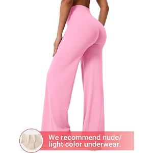 Pantalones de yoga de cintura alta y pierna ancha para mujer, suaves como la mantequilla, acampanados, deportivos, color rosa, para gimnasio, fitness, correr, ropa deportiva. - Product Image 5