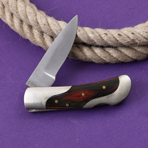 มีดอเนกประสงค์พับได้ทำจากสแตนเลสสตีล Nordic Forge ด้ามจับไม้ pakka ปลอกหนังแพนเค้กกระเป๋า EDC OEM ล่าสัตว์ตั้งแคมป์ - Product Image 4