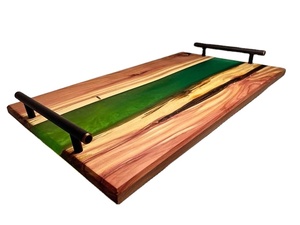 Nuevo mejor diseño de madera de resina epoxi hecha a mano bandeja para servir río bandeja de Arte de resina azul oscuro de la India - Product Image 6