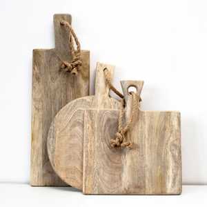 Wood Chopping <b>Blocks</b> Set Rectangle <b>Shape</b> With Rope Handle Combination Package Kitchen Serving Tray - Product Image 1
