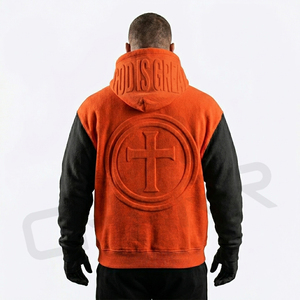 Sweat-shirt à logo gaufré de haute qualité, imprimé en 3D, surdimensionné, blanc, personnalisé, pour hommes - Product Image 1