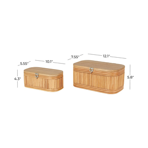 Caja de Almacenamiento de Mimbre con Tapa, Organizador de Mimbre, Cesta Natural, Decoración del Hogar, Ecológica, Venta al por Mayor, Exportación OEM - Product Image 5