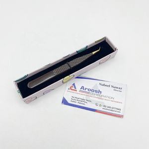 Aroosh Corp Gold Tip Profesional de alta calidad Pinzas de pestañas de acero inoxidable de 45 grados Sostenible-Brown Diamond Grip Pointed - Product Image 3