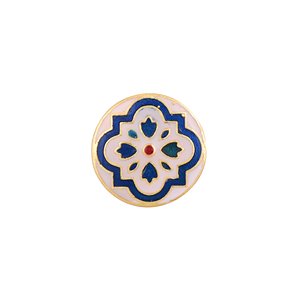 Gold Plated <b>Adjustable</b> Finger <b>Ring</b> for Women Blue White Enamel Round Floral Ethnic Fashion Jewelry - Product Image 3