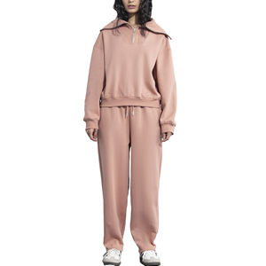 Sweat-shirt demi-zippé pour femme, prix de gros abordable, logo personnalisé sur le devant, écologique, respirant, 100% coton, couleur unie, automne - Product Image 2