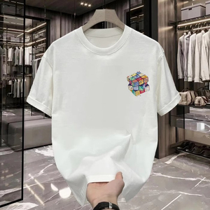 T-shirt décontracté pour homme, 100% coton, motif dessin animé, respirant, manches courtes, col rond, coupe décontractée, 250g - Product Image 3