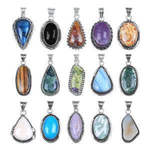 2026Hot Sale High Quality Assorted Crystal Pendant Natural Crystal Mixed Shape Silver Plated Vintage Unisex From Jaipur for Gift - Product Image 1