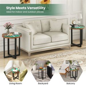 20-Inch Round End <b>Table</b> with <b>Epoxy</b> Top Indoor and Outdoor Use - Product Image 6