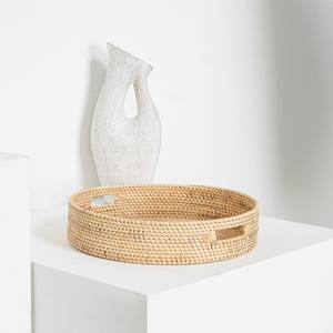 New Design Jewellery <b>Trays</b> Beauty Dinnerware Rattan <b>Trays</b> Woven Wicker <b>Round</b> <b>Tray</b> With Handle - Product Image 2