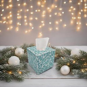 Elegante Caja de Pañuelos de Papel con Incrustaciones de Primera Calidad, Diseño Floral Hecho a Mano, Grabado Impreso, para Decoración del Hogar u Oficina - Product Image 1