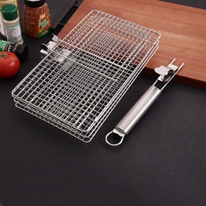 Cesta de barbacoa de acero inoxidable 304 con malla cuadrada y clip, herramienta portátil para ahumado y camping al aire libre, anti-escaldaduras - Product Image 5