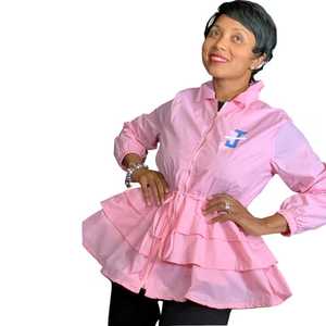 Jack and Jill Ladies Peplum <b>Line</b> Jacket Pink Zip Front Casual Fashion Ruffle Hem Stylish Women Outerwear <b>Coat</b> - Product Image 3