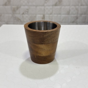 Conteneur à bougies en bois de qualité supérieure, résistant à la chaleur, pour la fabrication de bougies, partie intérieure en acier inoxydable - Product Image 1