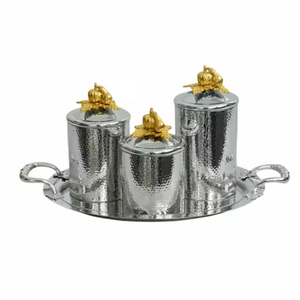 Stainless Steel Cylinder Spice <b>Canister</b> <b>Set</b> With Airtight Metal Lids Handcrafted Vintage Kitchen Storage Container - Product Image 4