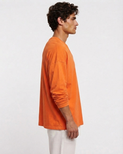 T-shirt à manches longues pour homme, col en V, avec impression de logo personnalisé, coupe ample décontractée, t-shirt en coton, style streetwear, t-shirt surdimensionné pour homme - Product Image 4