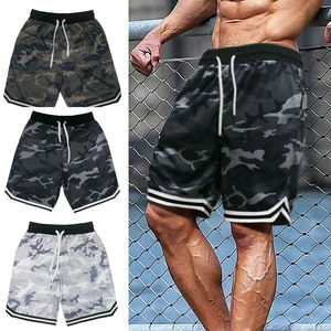 Pantalones cortos deportivos de talla grande para hombre, diseño de camuflaje, cintura con cordón, poliéster, secado rápido, pantalones cortos casuales para hombre. - Product Image 1