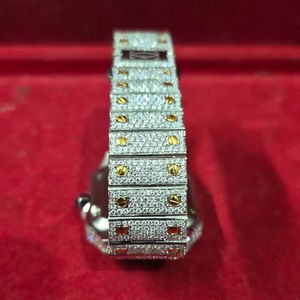 Montre de luxe entièrement automatique à quartz pour homme, en acier inoxydable jaune antique, verre saphir, avec mouvement ETA et moissanite naturelle - Product Image 1