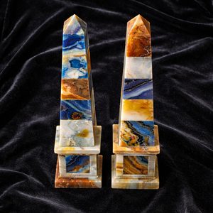 หินธรรมชาติรูปโอเบลิสก์ประดับด้วยลาพิส ลาซูลี งานแฮนด์เมด คริสตัลสโตน เป็นมิตรกับสิ่งแวดล้อม ของตกแต่งวันวาเลนไทน์ รูปปั้นประดับบ้าน - Product Image 3