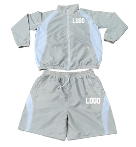 Custom Nylon Tracksuit <b>Wind</b> <b>Breaker</b> Zip up Hoodie and Shorts Set Plain Windbreaker Short Set Men Windbreaker Tracksuit Set - Product Image 3