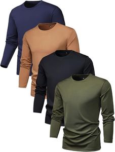 เสื้อยืดแขนยาวผู้ชายคอกลมสีทึบผ้าฝ้ายผสมเสื้อยืดสวมหัวลำลองสวมใส่ทุกวัน - Product Image 1