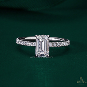 Bague de luxe en diamant couleur D VVS2, émeraude et taille ronde, bijoux solitaires en or 9k 10k 14k 18k, fabricant sur mesure en gros - Product Image 3