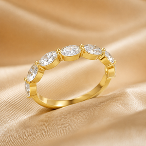 Anillo de Eternidad de Diamantes Cultivados en Laboratorio con Corte Ovalado de Lujo para Mujer, Oro Amarillo/Blanco/Rosa de 10K, 14K, 18K, Apilable para Aniversario de Bodas - Product Image 1