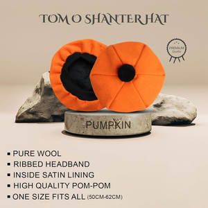 Gorro Escocés Tam o' Shanter Color Calabaza con Pompón, Gorro de Lana con Diseño de Escudo Familiar, Gorro Highland 2026 - Product Image 3