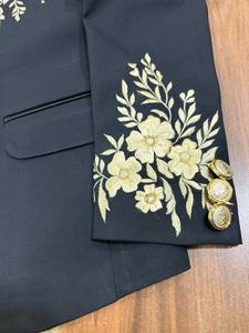 Luxury Boys Black Wedding Suit <b>with</b> Gold Floral Embroidery | Kids Slim Fit Groom Tuxedo | Custom Formal Party Suit for Boys - Product Image 6