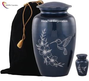 Urne funéraire artisanale pour cendres d'adultes, modèle Colibri, avec sac en velours – Cendrier commémoratif abordable à prix réduit - Product Image 2