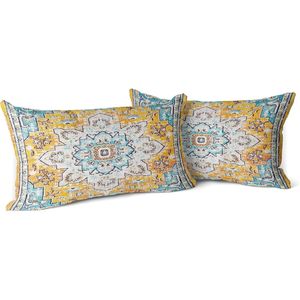 Snycler Juego de 2 Fundas de Cojín de Felpa Corta de Algodón Suave Estilo Boho de 12x20 Pulgadas con Patrón de Doble Cara - Product Image 1