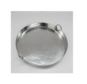 Best Selling Affordable Price Circular Stainless Steel Tray For Fruits <b>Vegetables</b> Storage Hammered Design Steel Tray - Product Image 1