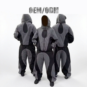 Custom Winter Hooded Reflective Windbreaker Tracksuit Set Loose Fit <b>Polyester</b> <b>Jogger</b> Streetwear Sportswear OEM ODM Supply - Product Image 1