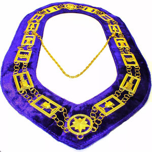 OES Custom Made High Quality Velvet <b>Fabric</b> Chain Collar <b>Purple</b> Backing Masonic Officer Jewel Order Star Collar - Product Image 3