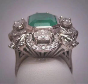 3.02Ct Art Deco Style <b>Emerald</b> Cut Moissanite Engagement 925 <b>Silver</b> Rhodium Plated Prong Setting FN <b>Ring</b> for Anniversary Gift - Product Image 4