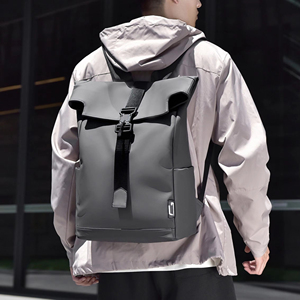 Minimalist Roll-Top <b>Laptop</b> <b>Backpack</b> 20-39L Water Resistant Softback Unisex Microfiber Synthetic Leather Shoulder - Product Image 4