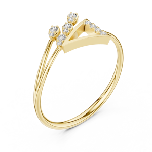 Anillos de oro macizo de 14k para mujer con diseño de triángulo hueco, minimalistas, con diamantes de corte redondo, para regalo, compromiso, aniversario, boda. - Product Image 1