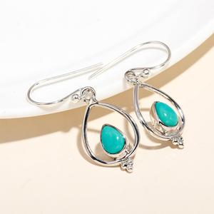 Handmade Arizona Turquoise Drop <b>Earrings</b> 925 Sterling <b>Silver</b> Boho Gemstone Jewelry for Women Statement <b>Dangle</b> At Best Price - Product Image 4