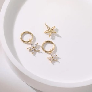 Flower Diamond <b>Hoop</b> Charm Marquise Shape <b>Earring</b> 925 Sterling <b>Silver</b> Customized Diamond <b>Earring</b> & Other Diamond Jewellery - Product Image 4