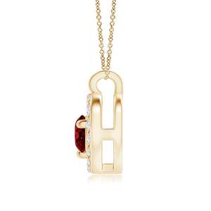 Pendentif Cœur Ouvert en Or 14 carats avec Rubis Rouge Solitaire 0,1 carat et Diamants Pavés – Bijou Fin Fait Main, Meilleure Vente - Product Image 2